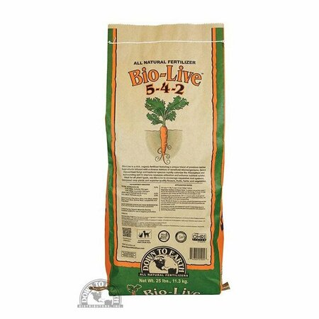 DOWN TO EARTH ALL NATURAL FERTILIZERS 01924 5-4-2 25lb Bio-Live W/Myco 1924